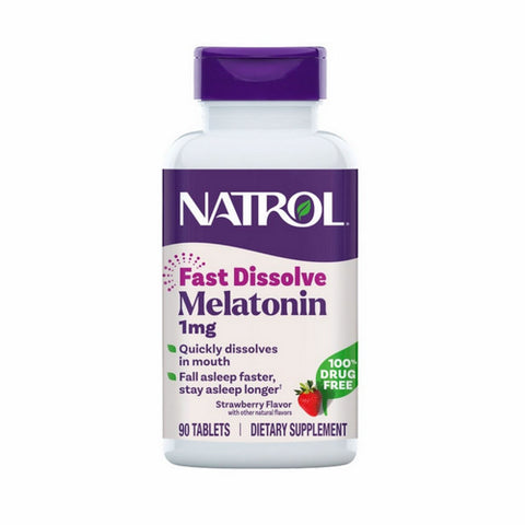 Natrol, Melatonin Fast Dissolve Strawberry, 1 Mg, 90 Tabs Natrol