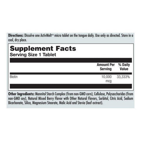 Kal, Ultra Biotin ActivMelt, 10,000 mcg, 60 Tabs Kal
