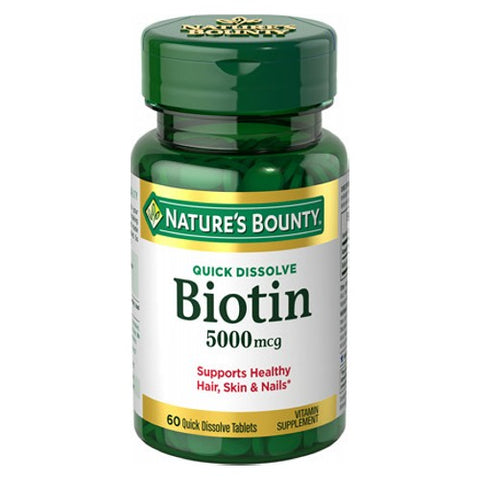 Nature's Bounty, Biotin Quick Dissolve, 5000 mcg, 24 X 60 Tabs Nature's Bounty
