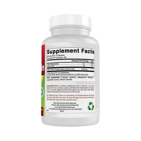 Best Naturals, Apple Pectin, 700 mg, 120 Caps Best Naturals