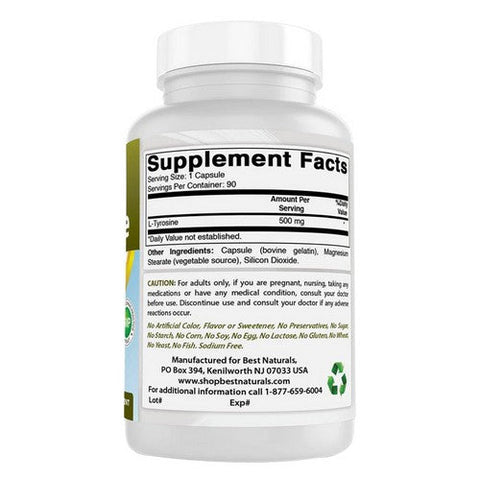 Best Naturals, L-Tyrosine, 500 mg, 90 Caps Best Naturals