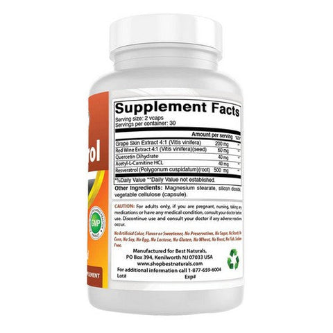 Best Naturals, Resveratrol, 500 mg, 60 Caps Best Naturals