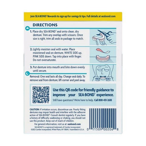 Sea-Bond, Denture Adhesive Seals Lowers Original, 30 Each Sea-Bond