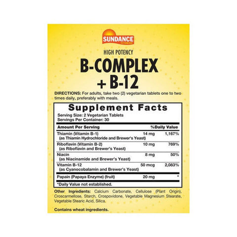 Sundance, Vitamins B-Complex + B-12, 60 Tabs Sundance