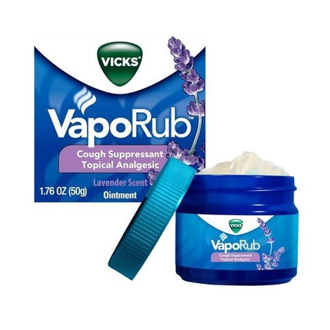 Vicks, Vaporub Cough Suppressant Topical Analgesic Ointment Lavender Scent, 1.76 Oz