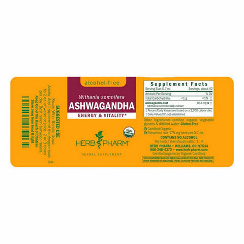 Herb Pharm, Ashwagandha, Alcohol Free 4 Oz Herb Pharm