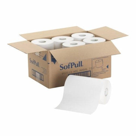 Paper Towel SofPull  Hardwound Roll 9 Inch X 400 Foot Count of 6 by Georgia Pacific