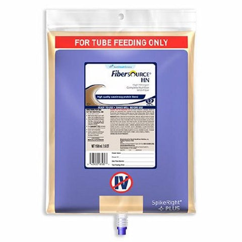 Tube Feeding Formula Fibersource  HN 1500 mL Bag Ready to Hang Unflavored Adult Count of 4 by Nestle Healthcare Nutrition