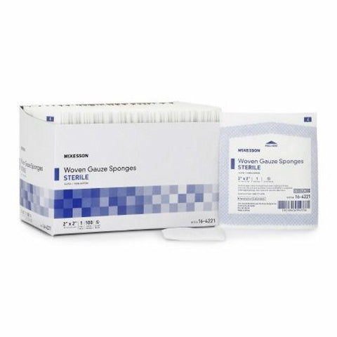 Gauze Sponge McKesson Cotton 12-Ply 2 X 2 Inch Square Sterile Count of 100 by McKesson