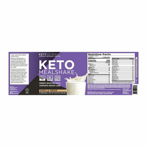 Keto Science, Ketogenic Meal Shake, Vanilla 18.8 Oz Keto Science