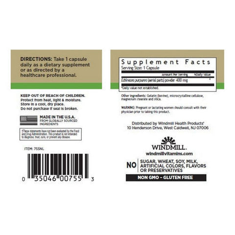 Windmill Health, Echinacea, 400 mg, 60 Count Windmill Health