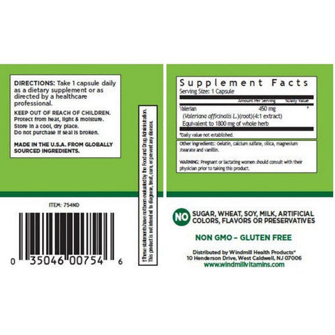 Windmill Health, Valerian Root, 450 mg, 60 Caps Windmill Health