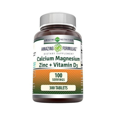 Calcium Magnesium Zinc Plus Vitamin D3 300 Tabs by Amazing Nutrition