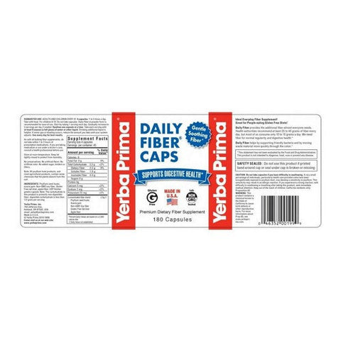 Yerba Prima, Daily Fiber, 625 MG, 180 Caps Yerba Prima