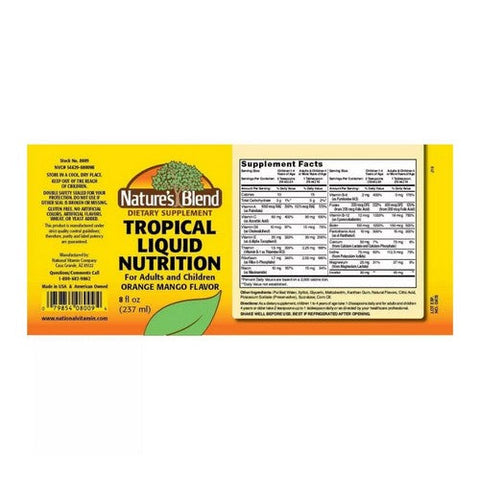 Nature's Blend, Tropical Liquid Nutrition, 8 Oz Nature's Blend
