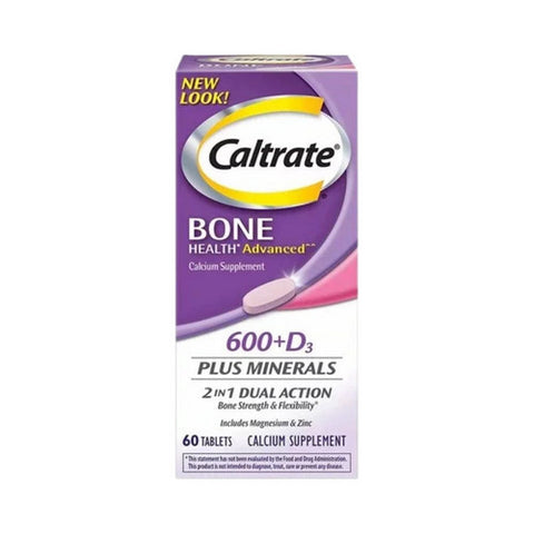 Caltrate, Bone Health Advanced 600 Plus Vitamin D3 Minerals, 60 Tablets Caltrate