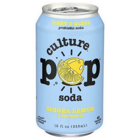 Culture Pop, Probiotic Soda Ginger Lemon And Turmeric, 12 Oz(Case Of 12) Culture Pop