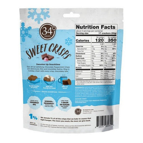 34 Degrees, Chocolate Peppermint Sweet Crisps, 3 Oz(Case Of 12) 34 Degrees