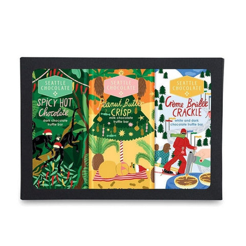 Holiday Adventure Truffle Bar Trio 3 Count (2.5 Oz) by Maeve Chocolate
