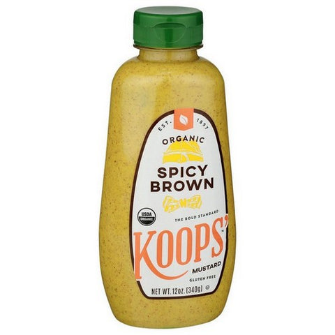 Organic Spicy Brown Mustard Gluten Free 12 Oz (Case Of 12) by Koops