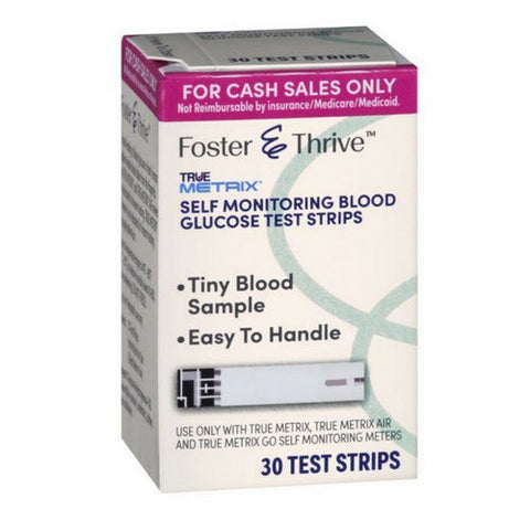 Foster And Thrive, True Metrix Self Monitoring Blood Glucose Test Strips, 30 Count Foster And Thrive