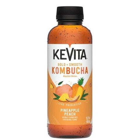 Kevita, Organic Master Brew Pineapple Peach Kombucha, 15.2 Oz(Case Of 6)