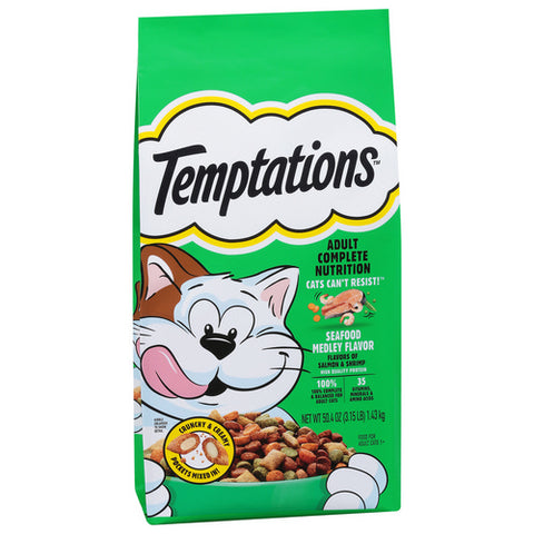 Adult Complete Nutrition Seafood Medley Flavor Dry Cat Food 3.15 Lbs (Case Of 4) by Temptations