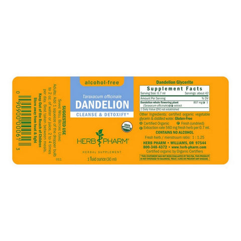 Herb Pharm, Dandelion Alcohol-Free, 1 Oz