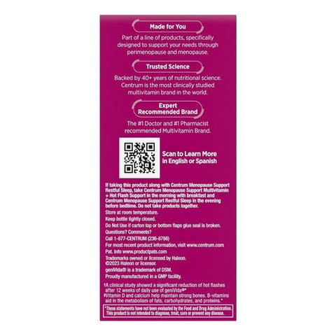Centrum, Menopause Support Complete Multivitamin + Hot Flash, 30 Tabs Centrum