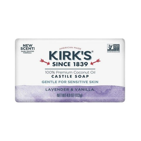Castile Bar Soap For Sensitive Skin Lavender And Vanilla 4 Oz by Kirk's Natural Products
