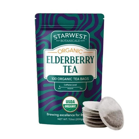 Organic Elderberry Tea Bags 100 Count by Starwest Botanicals