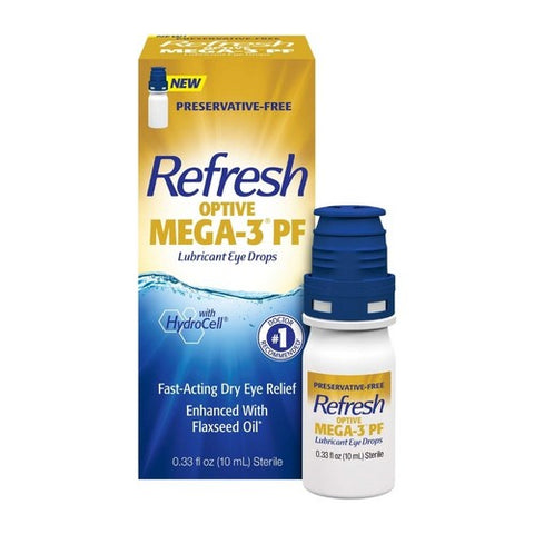 Optive Mega -3 PF Lubricant Eye Drops Artificial Tears 0.33 Oz by Refresh