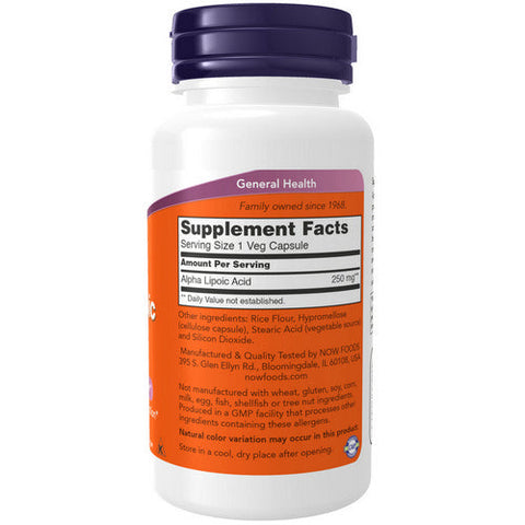 Now Foods, Alpha Lipoic Acid, 250 Mg, 60 Veg Caps Now Foods
