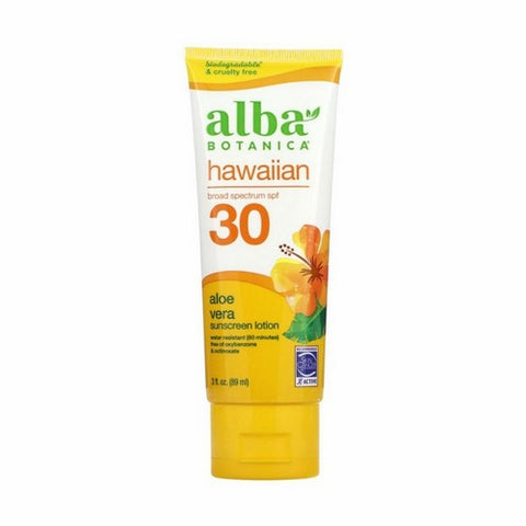 Alba Botanica, Hawaiian Sunscreen Lotion SPF 30 Aloe Vera, 3 Oz Alba Botanica