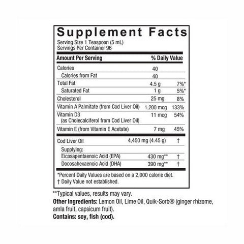 Nature's Answer, Liquid Norwegian Cod Liver Oil Natural Lemon-Lime, 16 Oz
