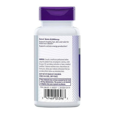 Natrol, Biotin, 10,000 Mcg, 100 Tabs Natrol