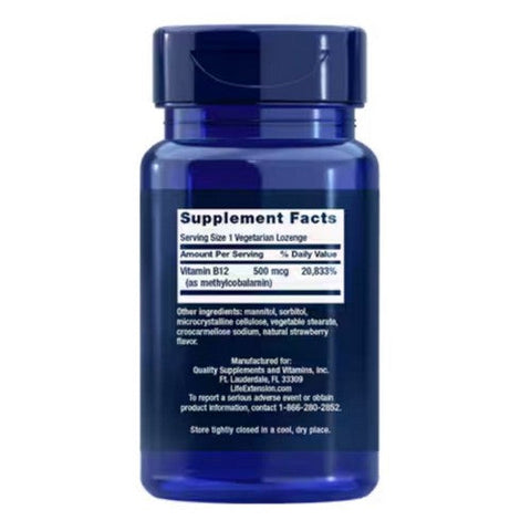 Life Extension, Vitamin B12 Methylcobalamin, 500 Mcg, 100 Veg Lozenges