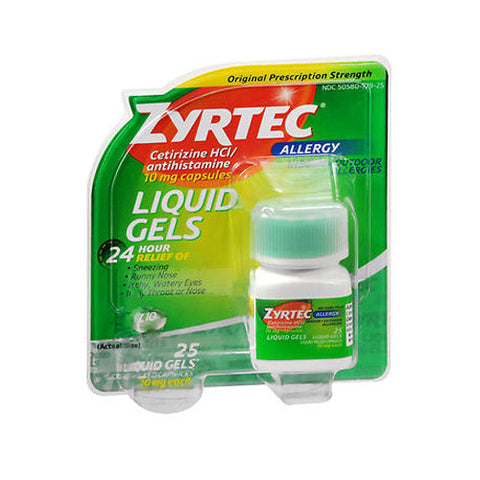 Zyrtec, Allergy Cetirizine Hci 24 Hour Liquid Gels, 10 Mg, 25 Caps Zyrtec