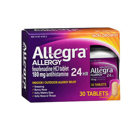 Allegra, Allergy 24 Hr Fexofenadine Hcl Antihistamine Tablets, 180 Mg, 30 Tabs Allegra