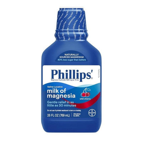 Philips, Milk Of Magnesia Magnesium Hydroxide Saline Laxative Wild Cherry, 1200 Mg, 26 Oz Philips